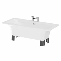 Livorno 1590mm X 745mm Double Ended Freestanding Bath With Chrome Square Feet