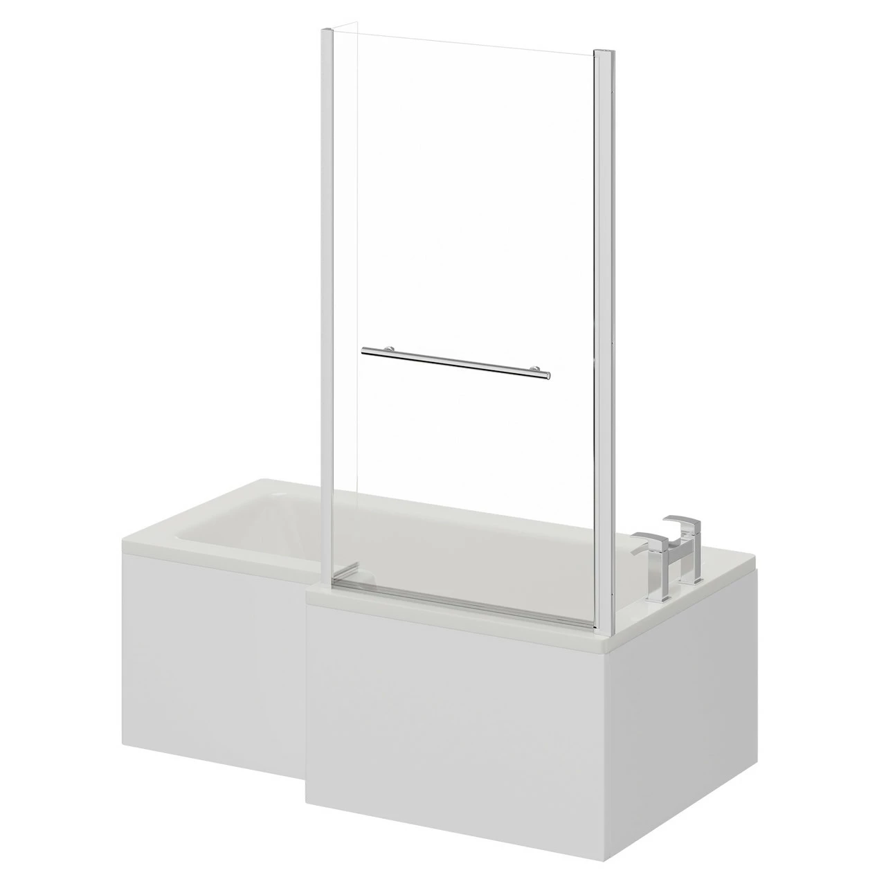 Loire 1500mm Right Hand L Shaped Shower Bath With Towel Rail Bath Screen And Front Bath Panel 4 Loire 1500mm Right Hand L Shaped Shower Bath With Towel Rail Bath Screen And Front Bath Panel - Image 2