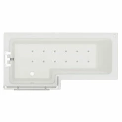 Loire 1700mm 12 Jet Chrome Easifit Left Hand L Shaped Spa Shower Bath With Towel Rail Bath Screen And Front Bath Panel