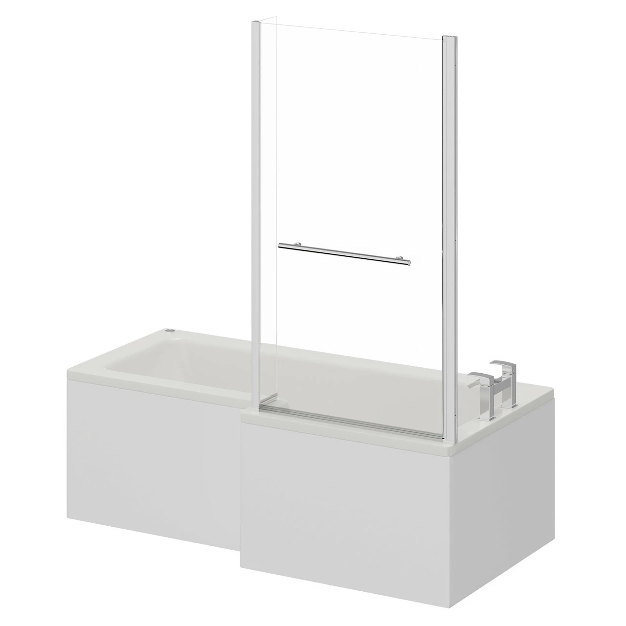 Loire 1700mm 12 Jet Chrome Easifit Right Hand L Shaped Spa Shower Bath With Towel Rail Bath Screen And Front Bath Panel - Image 2