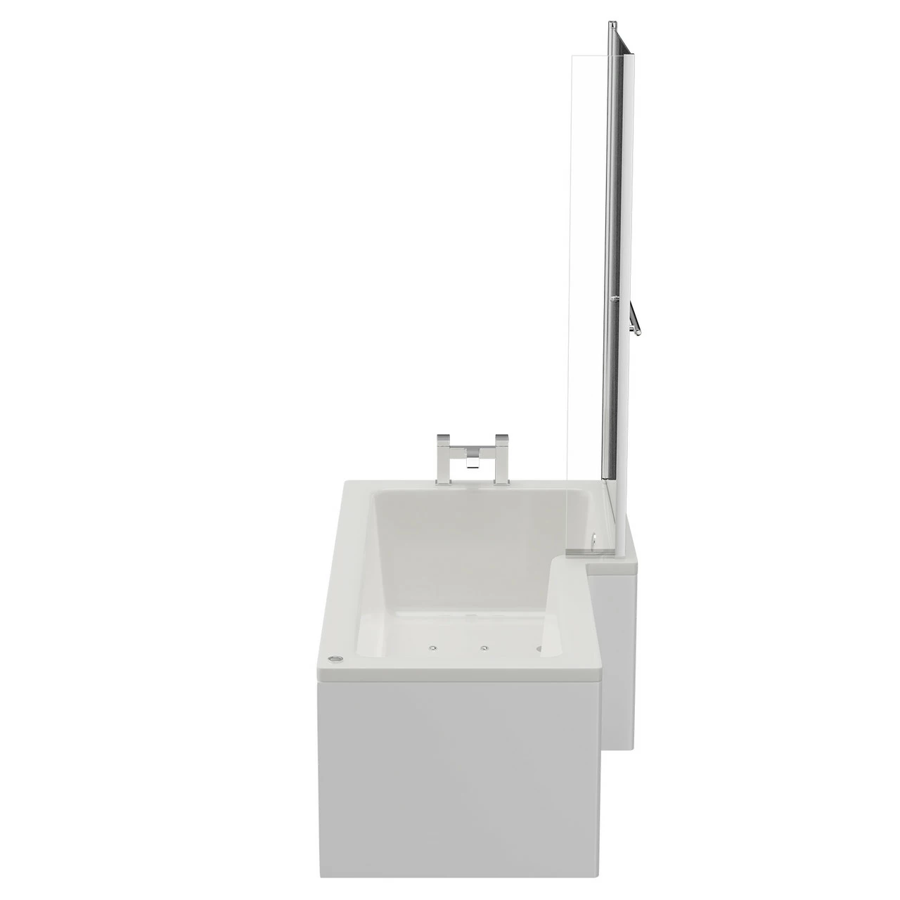Loire 1700mm 12 Jet Chrome Easifit Right Hand L Shaped Spa Shower Bath With Towel Rail Bath Screen And Front Bath Panel - Image 5