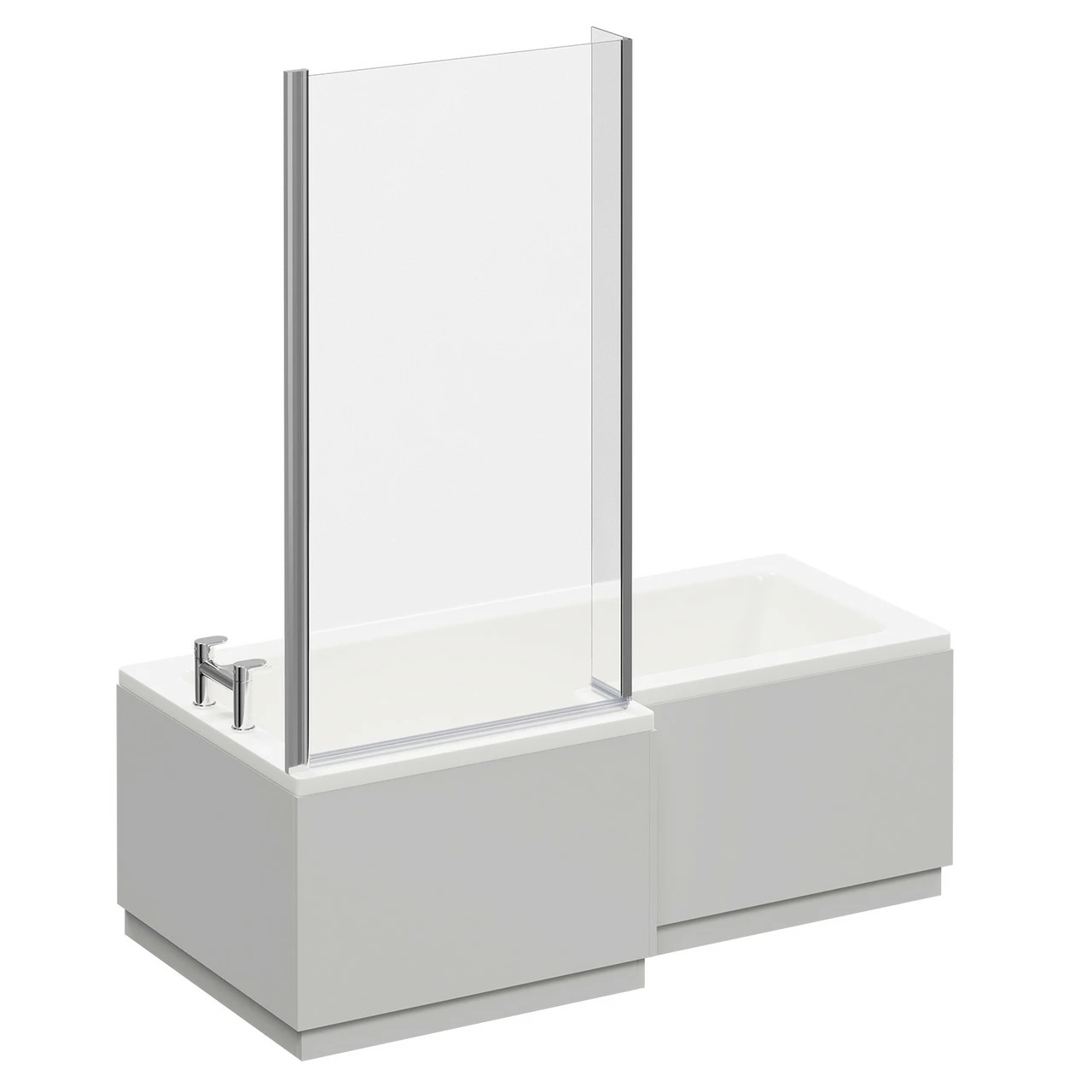 Loire 1700mm Left Hand L Shaped Shower Bath With Bath Screen And Gloss Grey Pearl Front And End Bath Panel 5 Loire 1700mm Left Hand L Shaped Shower Bath With Bath Screen And Gloss Grey Pearl Front And End Bath Panel - Image 3