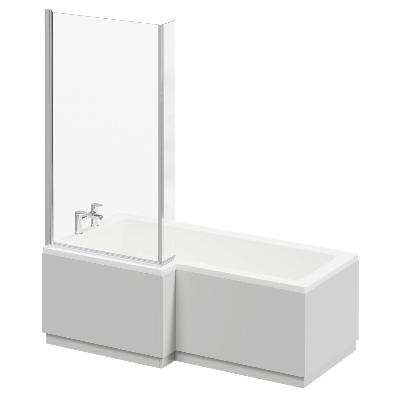 Loire 1700mm Left Hand L Shaped Shower Bath With Bath Screen And Gloss Grey Pearl Front And End Bath Panel 4 Loire 1700mm Left Hand L Shaped Shower Bath With Bath Screen And Gloss Grey Pearl Front And End Bath Panel - Image 2