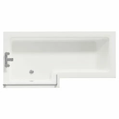 Loire 1700mm Left Hand L Shaped Shower Bath With Bath Screen And Gloss Grey Pearl Front And End Bath Panel