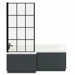 Loire 1700mm Left Hand L Shaped Shower Bath With Matt Black Bath Screen And Gloss Grey Front And End Bath Panel 11 Loire 1700mm Left Hand L Shaped Shower Bath With Matt Black Bath Screen And Gloss Grey Front And End Bath Panel -Bathroom Products Sales Store loire 1700mm left hand l shaped shower bath with matt black bath screen and gloss grey front and end bath panel front 40487.1691438794