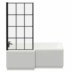Loire 1700mm Left Hand L Shaped Shower Bath With Matt Black Bath Screen And Gloss Grey Peal Front And End Bath Panel 11 Loire 1700mm Left Hand L Shaped Shower Bath With Matt Black Bath Screen And Gloss Grey Peal Front And End Bath Panel -Bathroom Products Sales Store loire 1700mm left hand l shaped shower bath with matt black bath screen and gloss grey peal front and end bath panel front 08199.1691438790