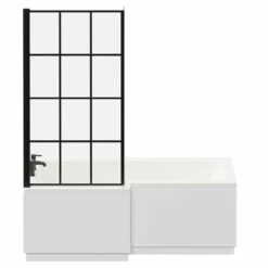 Loire 1700mm Left Hand L Shaped Shower Bath With Matt Black Bath Screen And Gloss White Front And End Bath Panel 11 Loire 1700mm Left Hand L Shaped Shower Bath With Matt Black Bath Screen And Gloss White Front And End Bath Panel -Bathroom Products Sales Store loire 1700mm left hand l shaped shower bath with matt black bath screen and gloss white front and end bath panel front 69575.1691438792