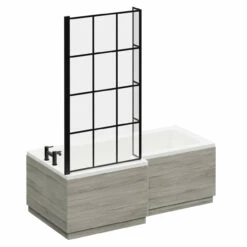 Loire 1700mm Left Hand L Shaped Shower Bath With Matt Black Bath Screen And Molina Ash Front And End Bath Panel 10 Loire 1700mm Left Hand L Shaped Shower Bath With Matt Black Bath Screen And Molina Ash Front And End Bath Panel -Bathroom Products Sales Store loire 1700mm left hand l shaped shower bath with matt black bath screen and molina ash front and end bath panel left 16054.1667579147