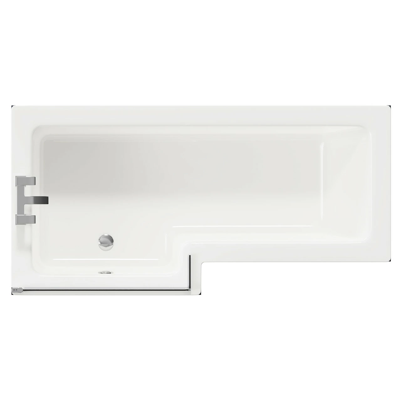 Loire 1700mm Left Hand L Shaped Shower Bath With Polished Chrome Bath Screen And Deep Blue Front And End Bath Panels 3 Loire 1700mm Left Hand L Shaped Shower Bath With Polished Chrome Bath Screen And Deep Blue Front And End Bath Panels