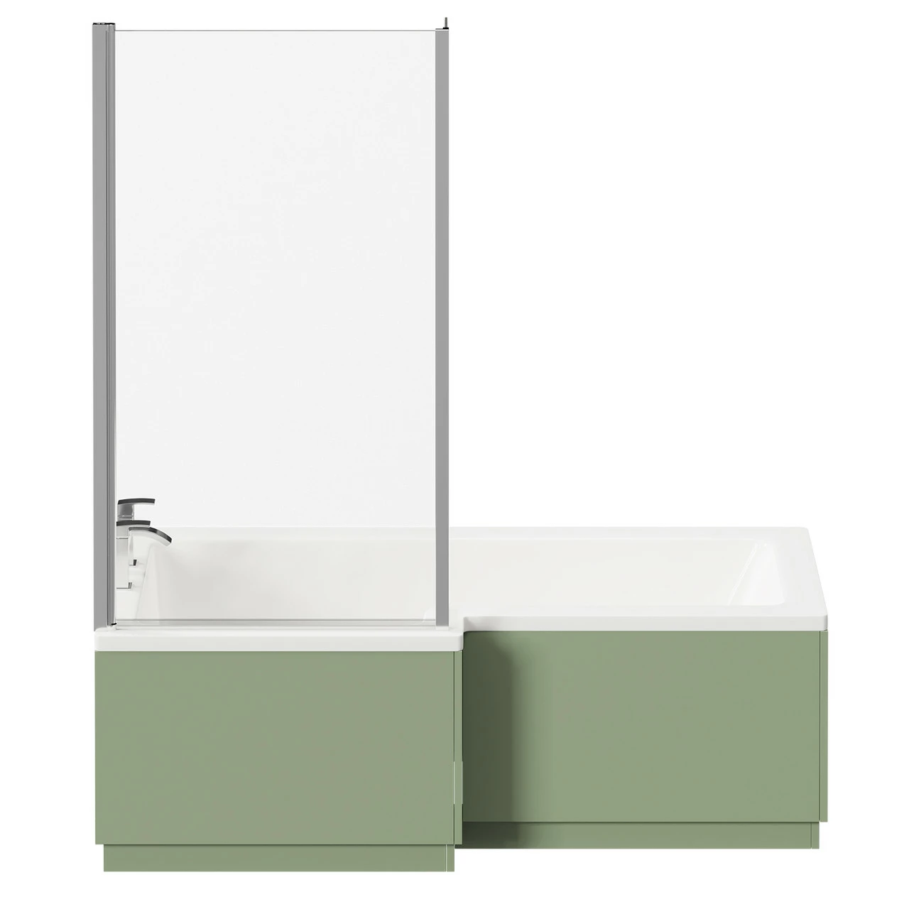 Loire 1700mm Left Hand L Shaped Shower Bath With Polished Chrome Bath Screen And Olive Green Front And End Bath Panels 6 Loire 1700mm Left Hand L Shaped Shower Bath With Polished Chrome Bath Screen And Olive Green Front And End Bath Panels - Image 4