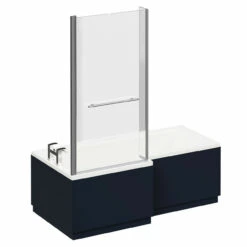 Loire 1700mm Left Hand L Shaped Shower Bath With Polished Chrome Towel Rail Bath Screen And Deep Blue Front And End Bath Panels -Bathroom Products Sales Store loire 1700mm left hand l shaped shower bath with polished chrome towel rail bath screen and deep blue front and end bath panels left 79310.1681980339
