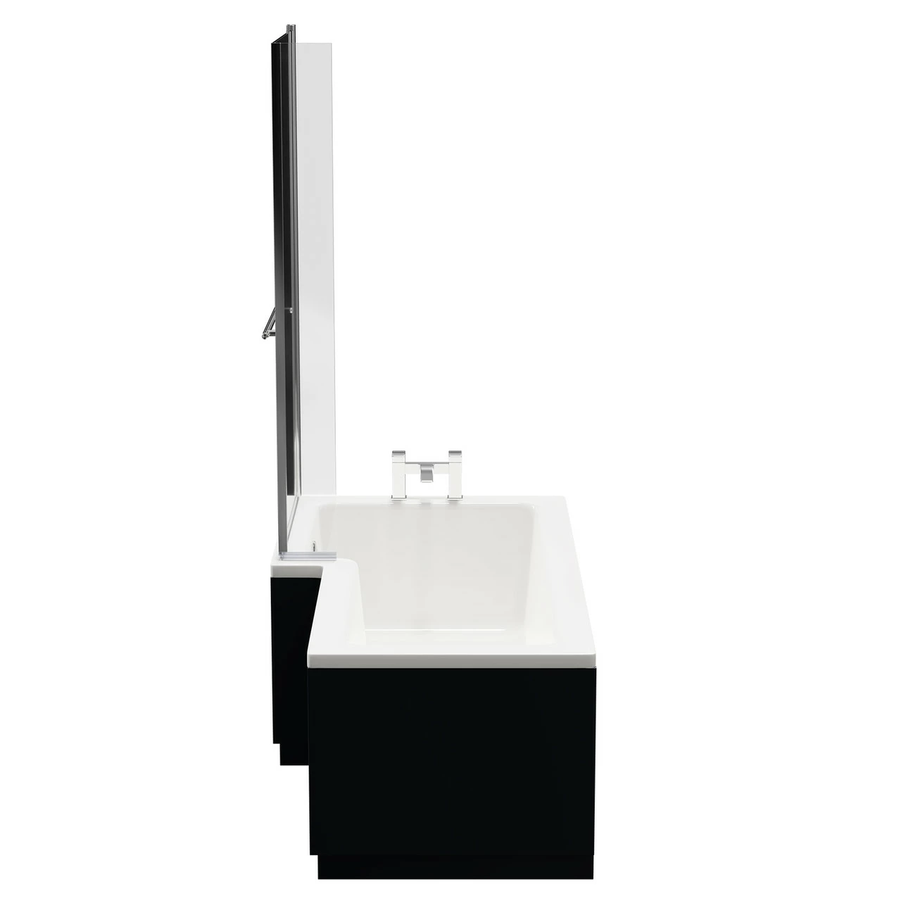 Loire 1700mm Left Hand L Shaped Shower Bath With Polished Chrome Towel Rail Bath Screen And Deep Blue Front And End Bath Panels - Image 5