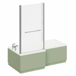 Loire 1700mm Left Hand L Shaped Shower Bath With Polished Chrome Towel Rail Bath Screen And Olive Green Front And End Bath Panels -Bathroom Products Sales Store loire 1700mm left hand l shaped shower bath with polished chrome towel rail bath screen and olive green front and end bath panels left 15239.1688112230