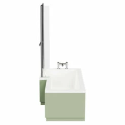 Loire 1700mm Left Hand L Shaped Shower Bath With Polished Chrome Towel Rail Bath Screen And Olive Green Front And End Bath Panels -Bathroom Products Sales Store loire 1700mm left hand l shaped shower bath with polished chrome towel rail bath screen and olive green front and end bath panels side 23539.1691438788
