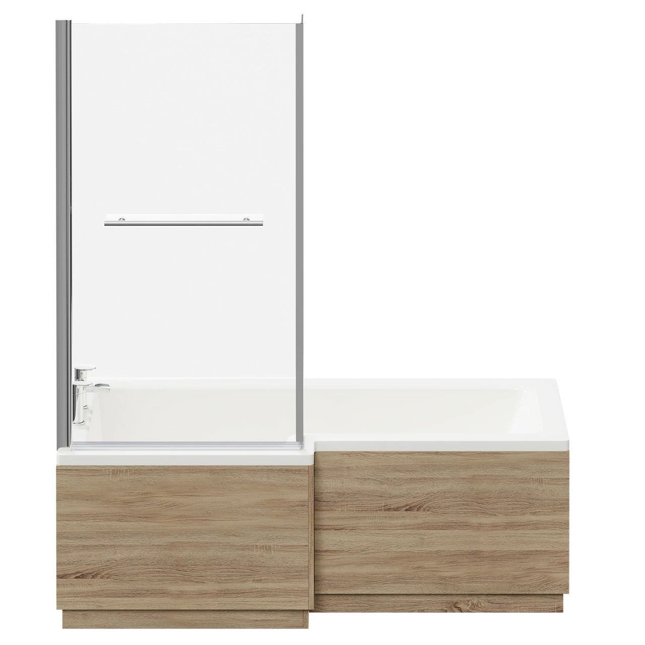 Loire 1700mm Left Hand L Shaped Shower Bath With Towel Rail Bath Screen And Bordalino Oak Front And End Bath Panel 6 Loire 1700mm Left Hand L Shaped Shower Bath With Towel Rail Bath Screen And Bordalino Oak Front And End Bath Panel - Image 4