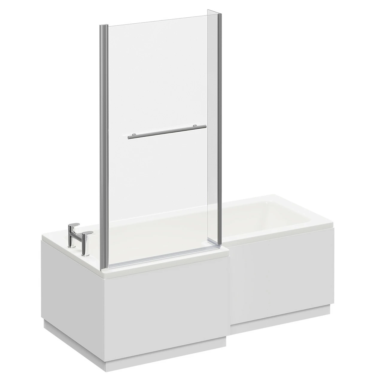 Loire 1700mm Left Hand L Shaped Shower Bath With Towel Rail Bath Screen And Gloss White Front And End Bath Panel 5 Loire 1700mm Left Hand L Shaped Shower Bath With Towel Rail Bath Screen And Gloss White Front And End Bath Panel - Image 3