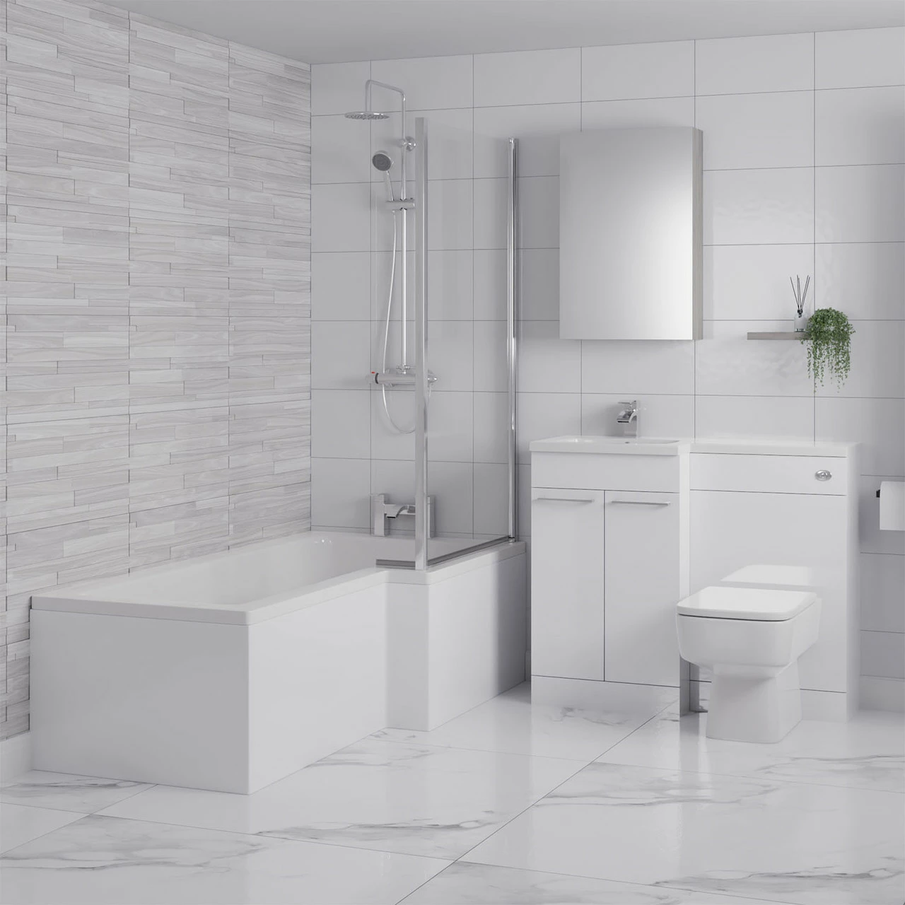 Loire 1700mm Right Hand L Shaped Shower Bath With Bath Screen And Front Bath Panel 8 Loire 1700mm Right Hand L Shaped Shower Bath With Bath Screen And Front Bath Panel - Image 6