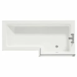Loire 1700mm Right Hand L Shaped Shower Bath With Bath Screen And Gloss Grey Pearl Front And End Bath Panel