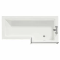 Loire 1700mm Right Hand L Shaped Shower Bath With Bath Screen And Gloss White Front And End Bath Panel