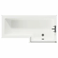 Loire 1700mm Right Hand L Shaped Shower Bath With Matt Black Bath Screen And Deep Blue Front And End Bath Panels