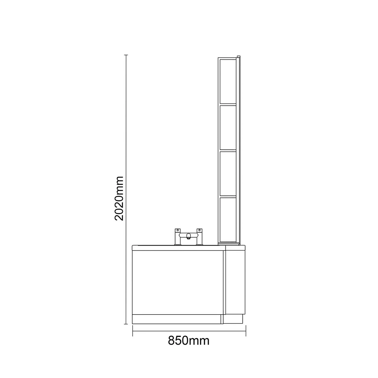 Loire 1700mm Right Hand L Shaped Shower Bath With Matt Black Bath Screen And Gloss Grey Pearl Front And End Bath Panel - Image 6