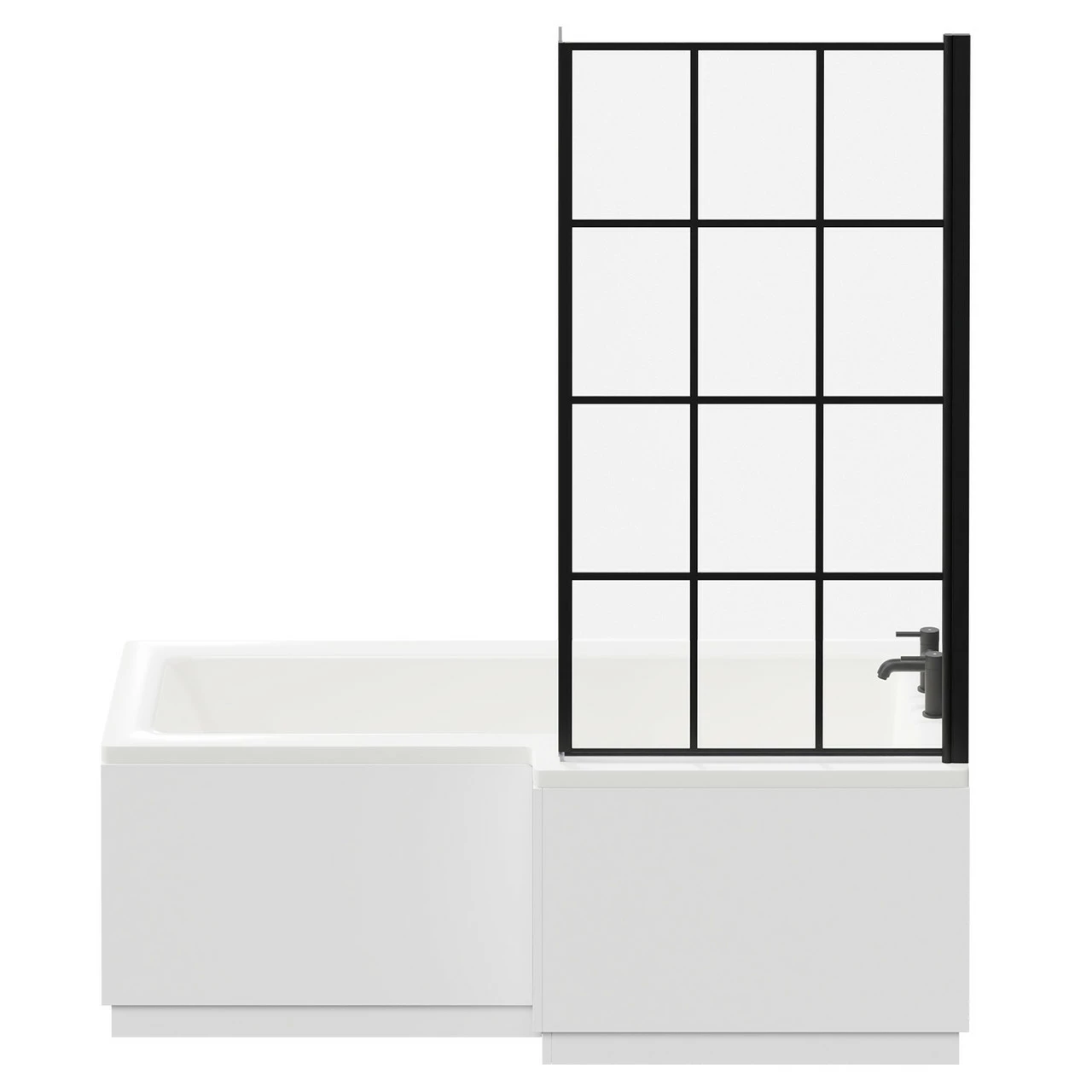 Loire 1700mm Right Hand L Shaped Shower Bath With Matt Black Bath Screen And Gloss White Front And End Bath Panel 6 Loire 1700mm Right Hand L Shaped Shower Bath With Matt Black Bath Screen And Gloss White Front And End Bath Panel - Image 4