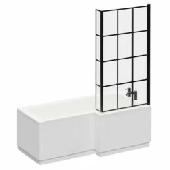 Loire 1700mm Right Hand L Shaped Shower Bath With Matt Black Bath Screen And Gloss White Front And End Bath Panel 10 Loire 1700mm Right Hand L Shaped Shower Bath With Matt Black Bath Screen And Gloss White Front And End Bath Panel -Bathroom Products Sales Store loire 1700mm right hand l shaped shower bath with matt black bath screen and gloss white front and end bath panel left 23672.1667579141