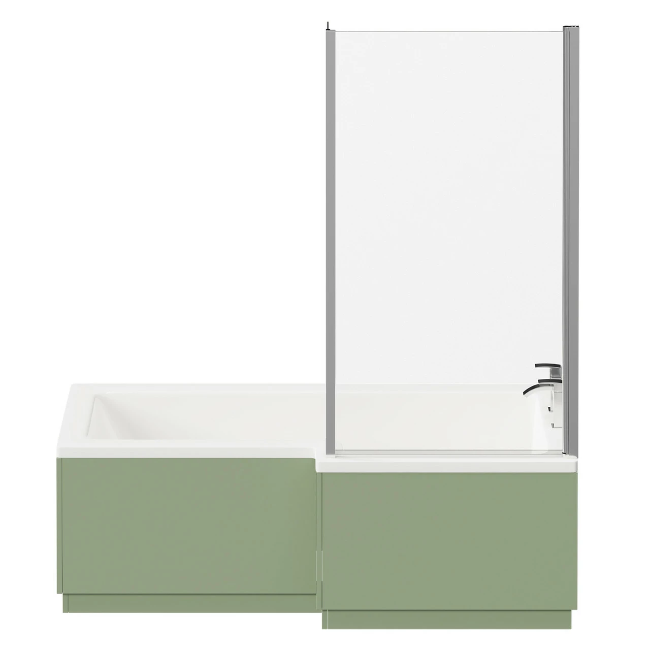 Loire 1700mm Right Hand L Shaped Shower Bath With Polished Chrome Bath Screen And Olive Green Front And End Bath Panels 6 Loire 1700mm Right Hand L Shaped Shower Bath With Polished Chrome Bath Screen And Olive Green Front And End Bath Panels - Image 4
