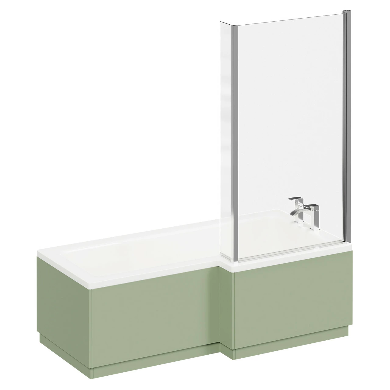 Loire 1700mm Right Hand L Shaped Shower Bath With Polished Chrome Bath Screen And Olive Green Front And End Bath Panels 5 Loire 1700mm Right Hand L Shaped Shower Bath With Polished Chrome Bath Screen And Olive Green Front And End Bath Panels - Image 3