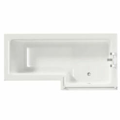 Loire 1700mm Right Hand L Shaped Shower Bath With Polished Chrome Bath Screen And Olive Green Front And End Bath Panels