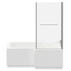 Loire 1700mm Right Hand L Shaped Shower Bath With Towel Rail Bath Screen And Gloss White Front And End Bath Panel -Bathroom Products Sales Store loire 1700mm right hand l shaped shower bath with towel rail bath screen and gloss white front and end bath panel front 03428.1691438791