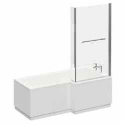 Loire 1700mm Right Hand L Shaped Shower Bath With Towel Rail Bath Screen And Gloss White Front And End Bath Panel -Bathroom Products Sales Store loire 1700mm right hand l shaped shower bath with towel rail bath screen and gloss white front and end bath panel left 71133.1667579141