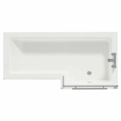 Loire 1700mm Right Hand L Shaped Shower Bath With Towel Rail Bath Screen And Molina Ash Front And End Bath Panel