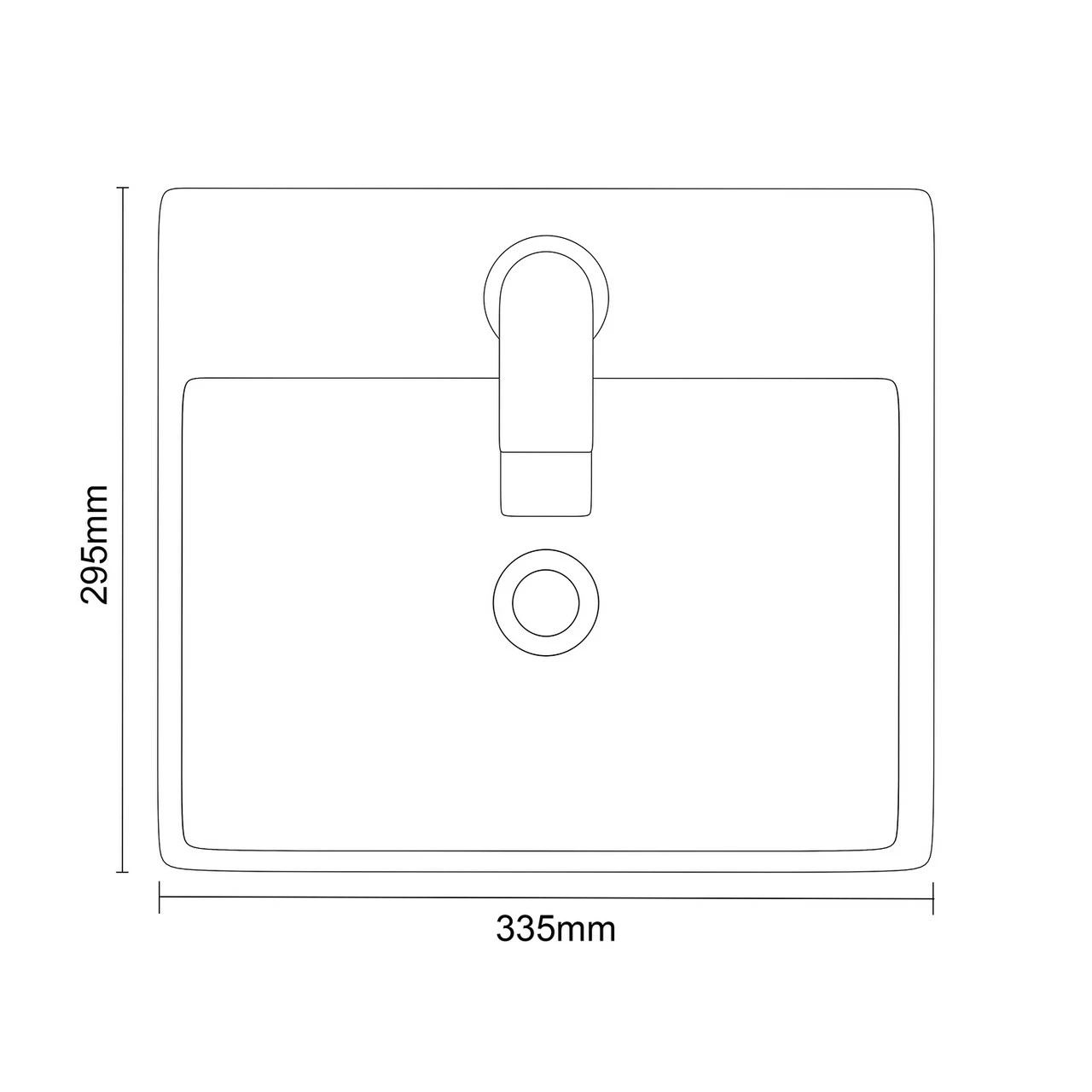 Luso 335mm X 295mm Rectangular Countertop Basin With 1 Tap Hole - Image 6