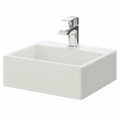 Luso 335mm X 295mm Rectangular Countertop Basin With 1 Tap Hole