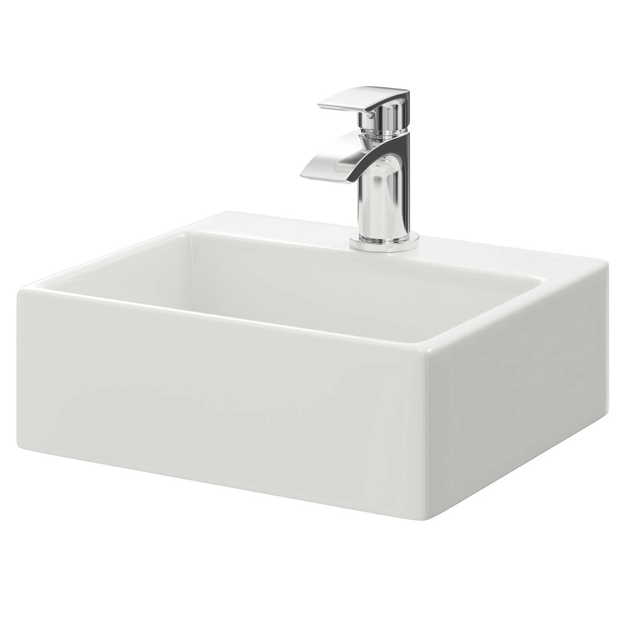 Luso 335mm X 295mm Rectangular Countertop Basin With 1 Tap Hole