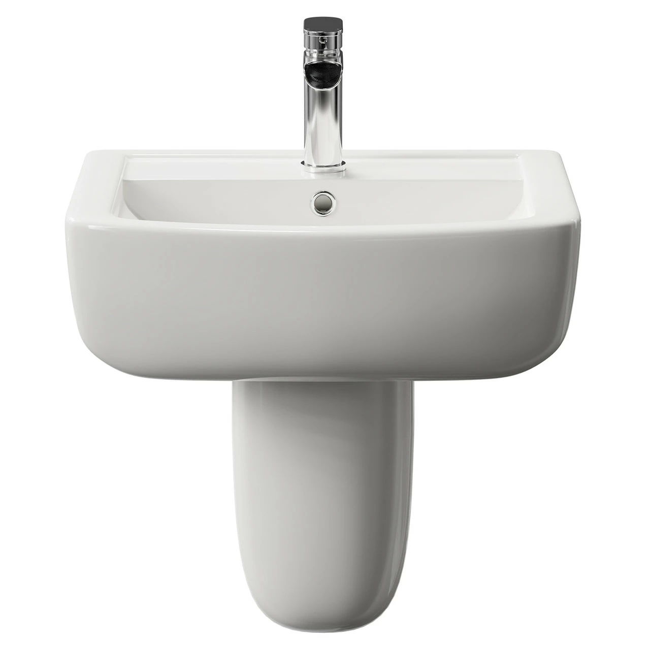 Marlow 550mm Basin With 1 Tap Hole And Semi Pedestal - Image 2