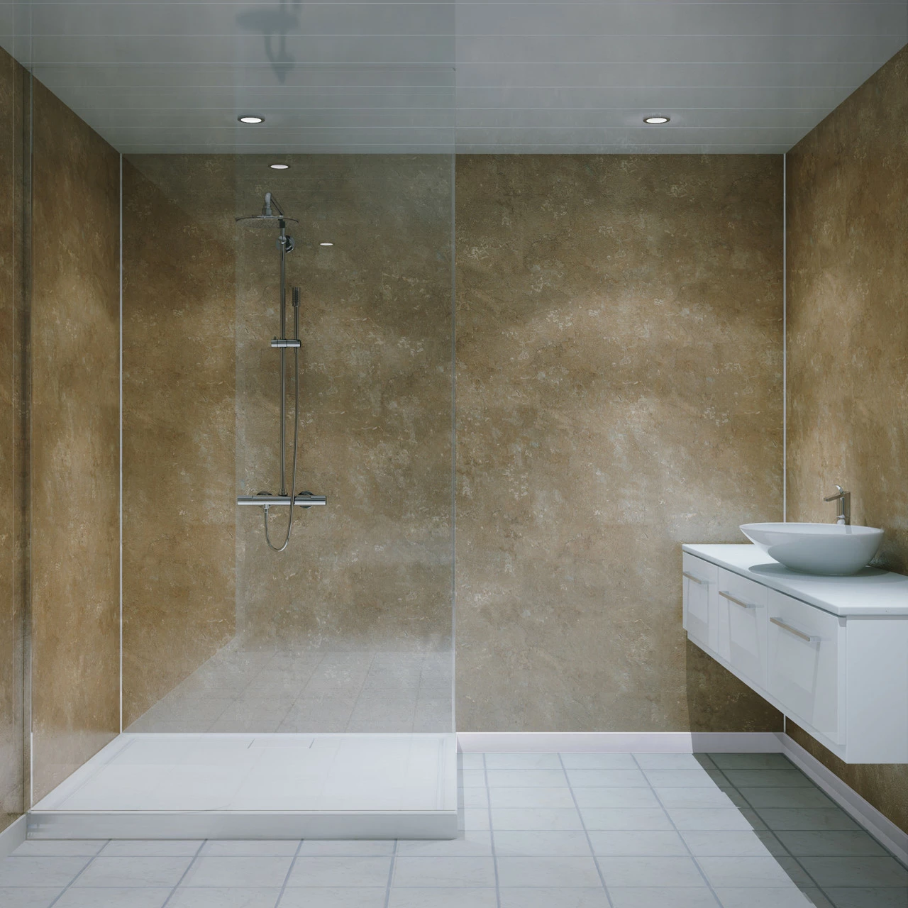 Multipanel Classic Travertine 2400mm X 598mm Unlipped Bathroom Wall Panel - Image 2