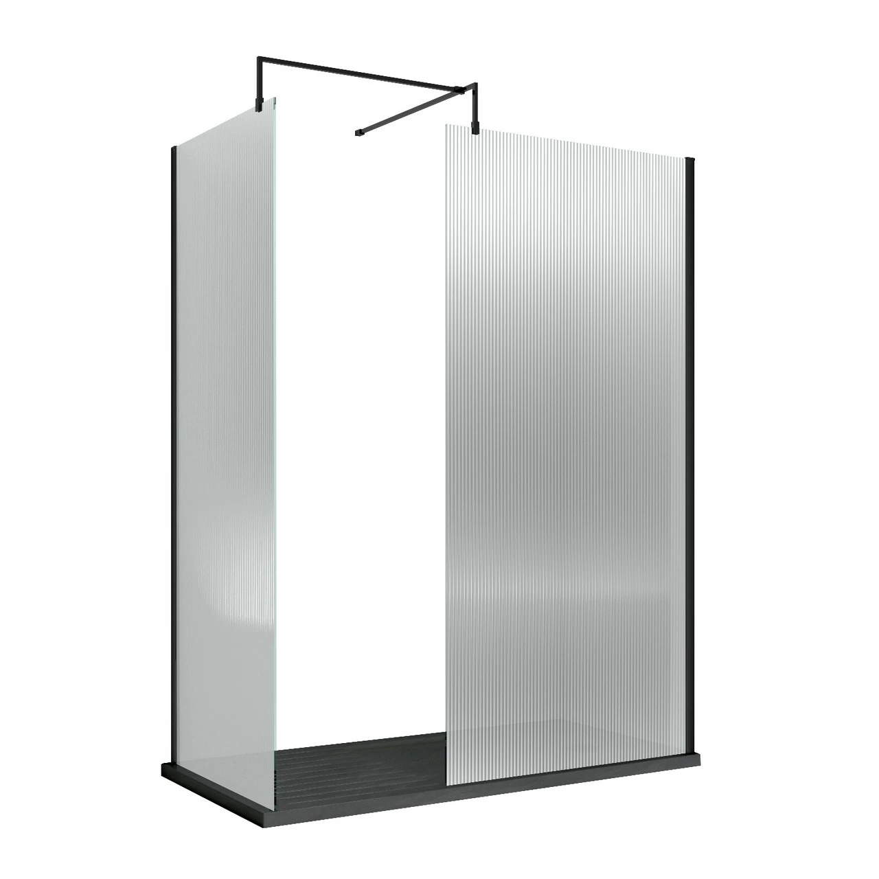 Nuie 1000mm X 1850mm Fluted Wetroom Screen With Matt Black Support Bar - WRFL18510BP 4 Nuie 1000mm X 1850mm Fluted Wetroom Screen With Matt Black Support Bar - WRFL18510BP - Image 2