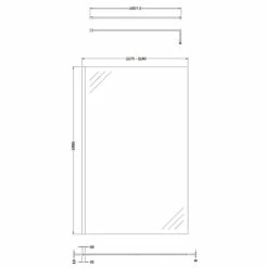 Nuie 1200mm X 1850mm Wetroom Screen With Brushed Brass Support Bar - WRSCBB012 7 Nuie 1200mm X 1850mm Wetroom Screen With Brushed Brass Support Bar - WRSCBB012 -Bathroom Products Sales Store nuie 1200mm x 1850mm wetroom screen with brushed brass support bar wrscbb012 line drawing 57298.1666714566