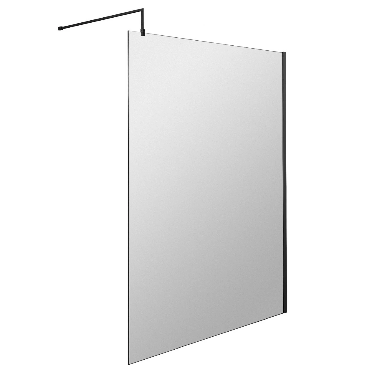 Nuie 1400mm X 1850mm Wetroom Screen With Matt Black Support Bar - WRSCBP14