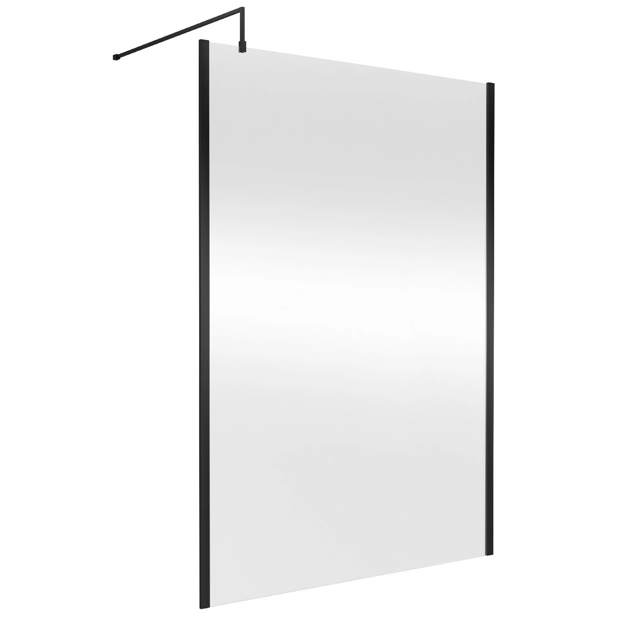 Nuie 1400mm X 1850mm Wetroom Screen With Matt Black Support Bar - WRSCOBP14