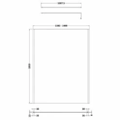 Nuie 1400mm X 1850mm Wetroom Screen With Matt Black Support Bar - WRSCOBP14 -Bathroom Products Sales Store nuie 1400mm x 2000mm wetroom screen with matt black support bar wrscobp14 line drawing 44786.1695201831