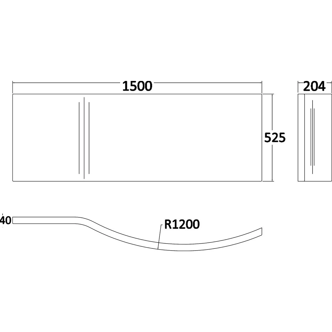 Nuie 1500mm B Shape Front Bath Panel - WBB202 4 Nuie 1500mm B Shape Front Bath Panel - WBB202 - Image 2