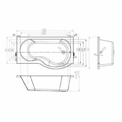Nuie 1500mm X 850mm Right Hand P Shape Shower Bath - WBP1585R -Bathroom Products Sales Store nuie 1500mm x 850mm right hand p shape shower bath wbp1585r three 91680.1652443936