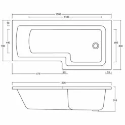 Nuie 1500mm X 850mm Right Hand Square Shower Bath - WBS1585R -Bathroom Products Sales Store nuie 1500mm x 850mm right hand square shower bath wbs1585r three 67814.1652443939