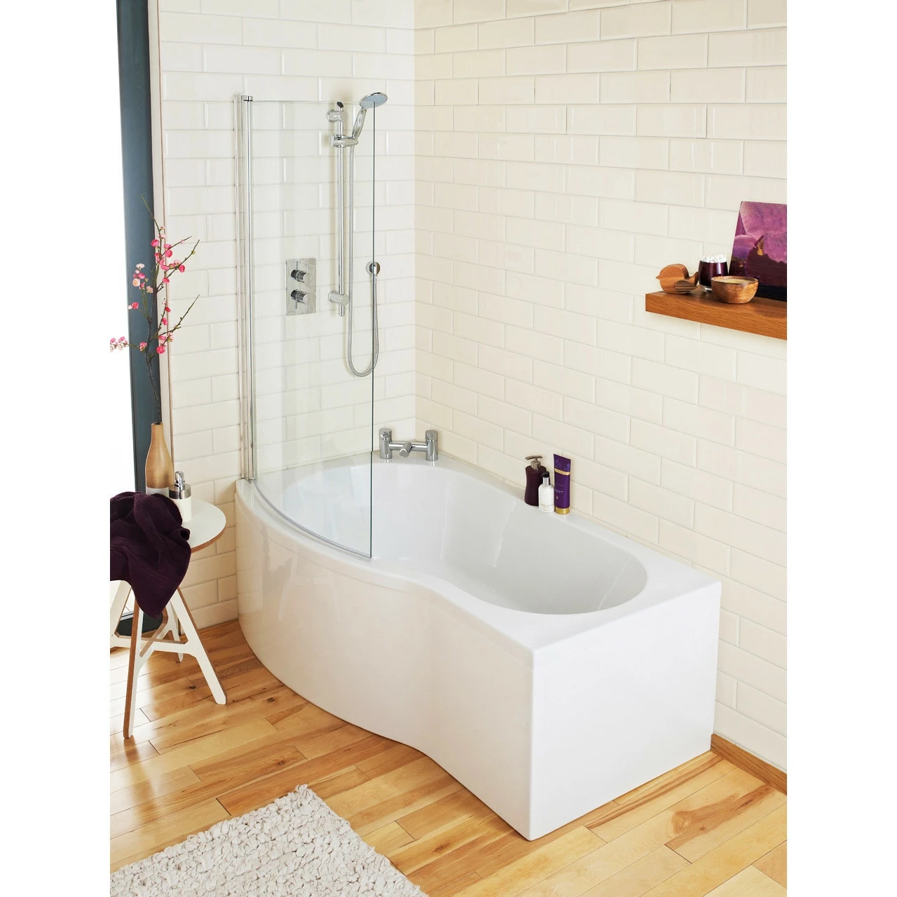 Nuie 1500mm X 900mm Left Hand B Shape Shower Bath - WBB1585L 4 Nuie 1500mm X 900mm Left Hand B Shape Shower Bath - WBB1585L - Image 2