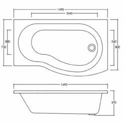 Nuie 1500mm X 900mm Right Hand B Shape Shower Bath - WBB1585R -Bathroom Products Sales Store nuie 1500mm x 900mm right hand b shape shower bath wbb1585r three 11052.1652443934