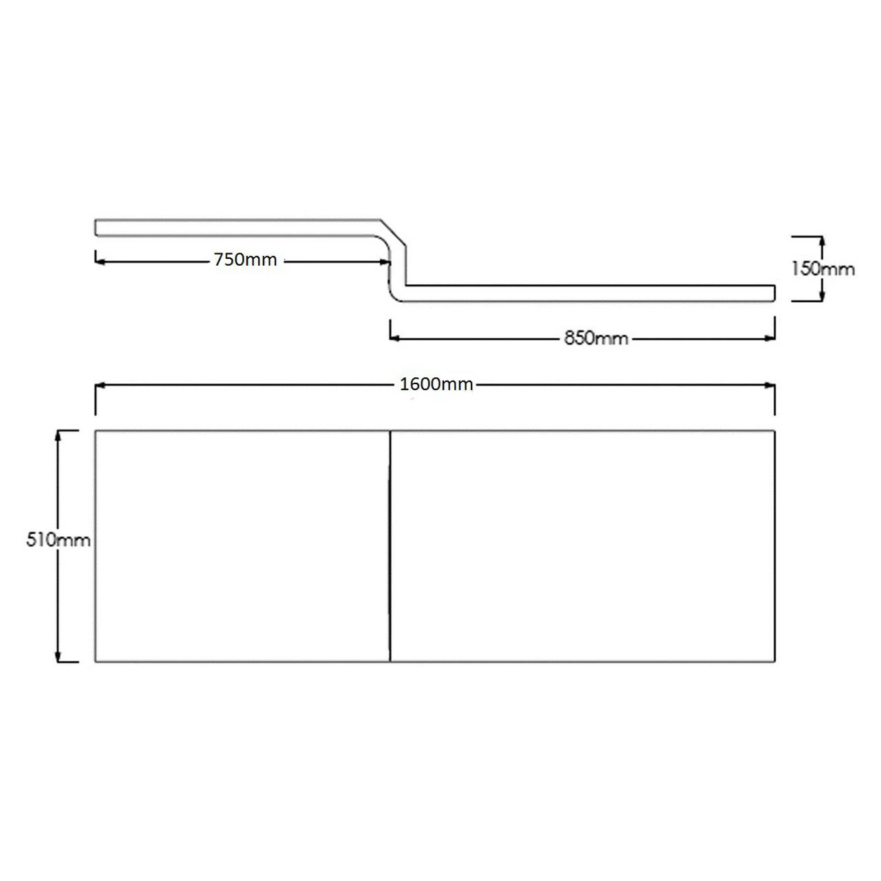Nuie 1600mm Square Front Bath Panel - WBS303 4 Nuie 1600mm Square Front Bath Panel - WBS303 - Image 2