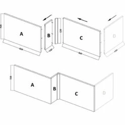Nuie 1700mm X 850mm Left Hand Square Shower Bath With Screen And Front Panel - SBATH05 -Bathroom Products Sales Store nuie 1700mm x 850mm left hand square shower bath with screen and front panel sbath05 five 79146.1652443843